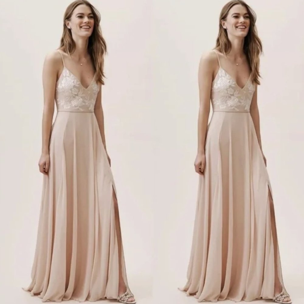 BHLDN Sadia Dress | Color: light pink & white